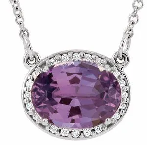 14K White Amethyst & .05 CTW Diamond 16.5" Necklace
