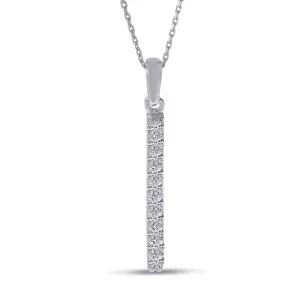 14K White Gold 0.15ct. Diamond Bar Pendant