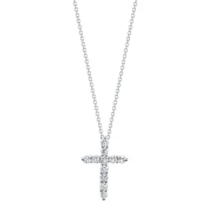 14K White Gold 0.25ct. Diamond Cross Necklace