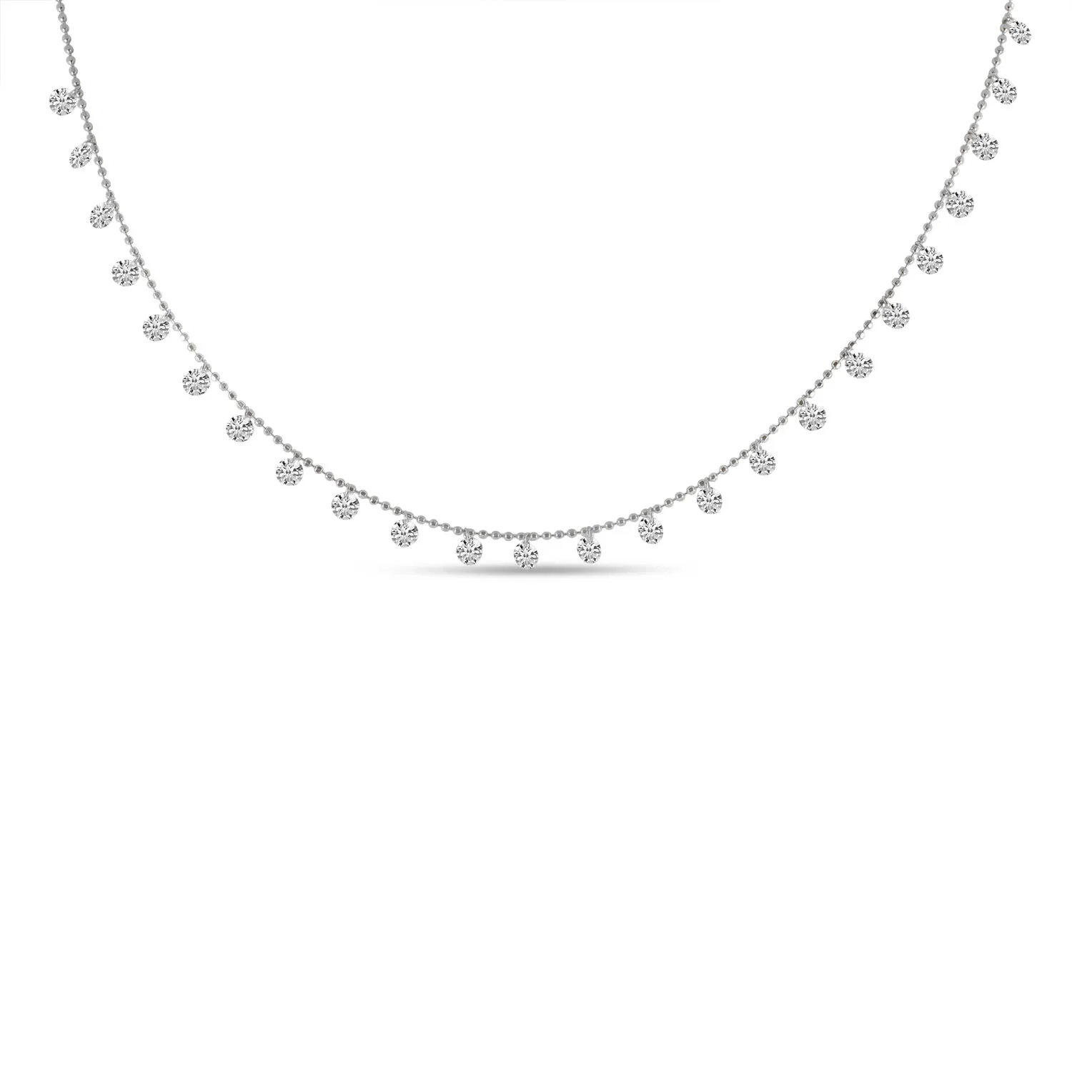 14K White Gold 1.20ct. 24 Stone Dashing Diamond Necklace
