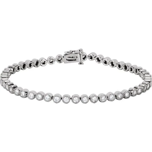14K White Gold 2 CTW Natural Diamond Line 7.25" Bracelet
