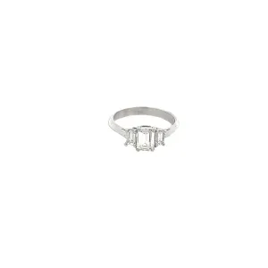 14k White Gold .66ct Emerald Cut J SI1 and .38ct G SI1  Emerald Cut diamond Engagement Ring Certified by GIA# 2111585283