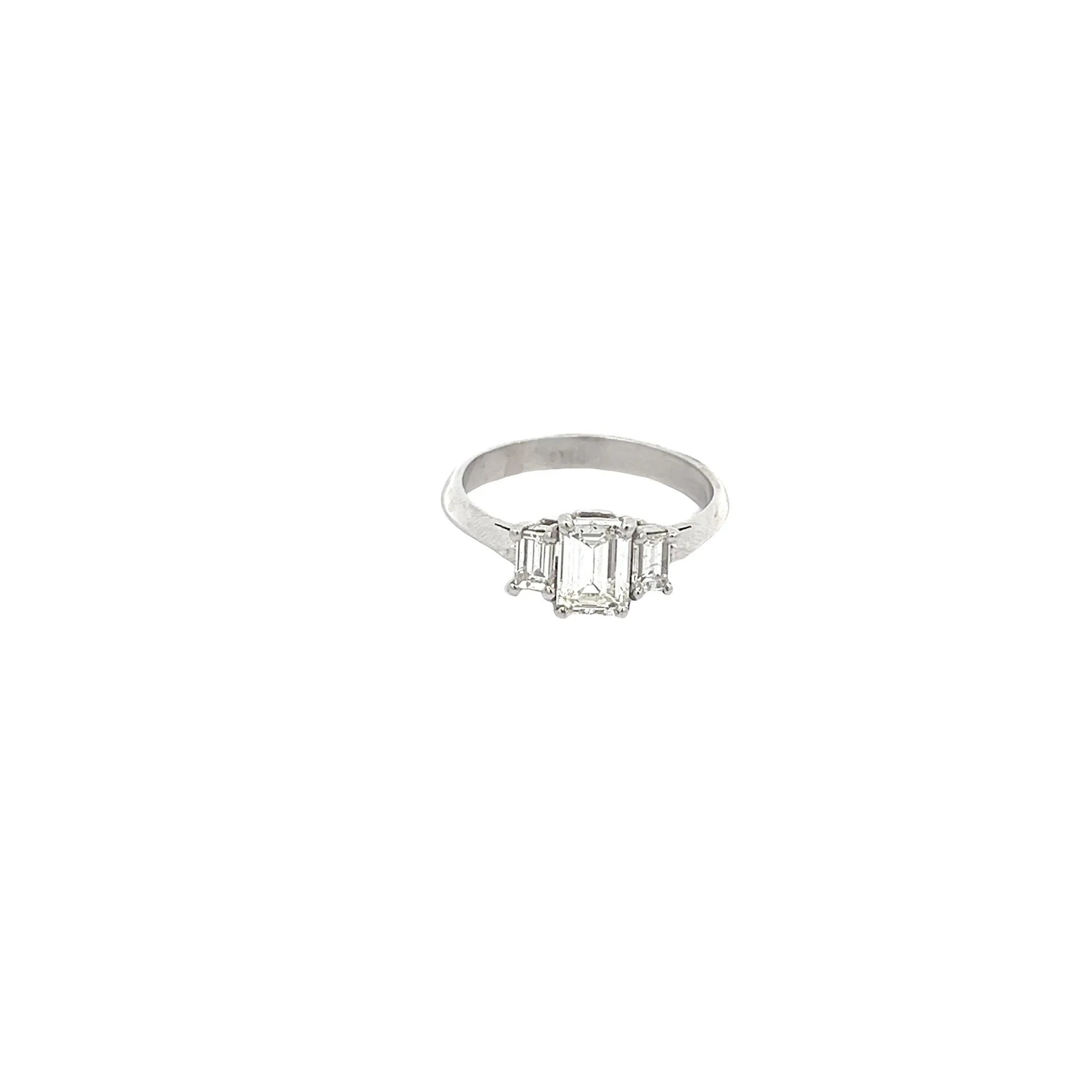14k White Gold .66ct Emerald Cut J SI1 and .38ct G SI1  Emerald Cut diamond Engagement Ring Certified by GIA# 2111585283
