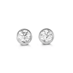 14K White Gold Bezel Set CZ Earrings