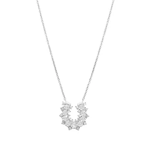 14k White Gold Diamond Lucky Horseshoe Necklace