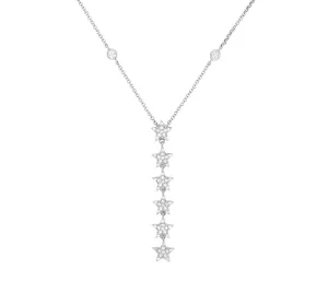 14k White Gold Diamond Star/Bezel Drop Necklace