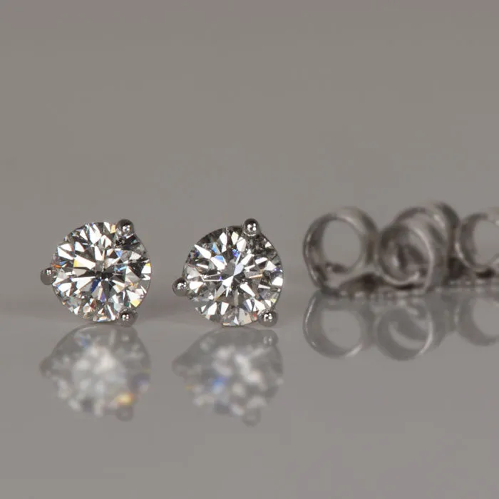 14K White Gold Diamond Stud Earrings .42 Carats