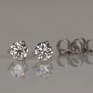 14K White Gold Diamond Stud Earrings .42 Carats