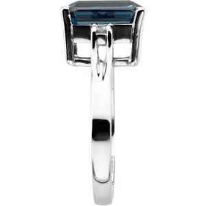 14k White Gold London Blue Topaz & Diamond Accented Ring, Size 6