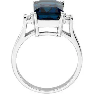 14k White Gold London Blue Topaz & Diamond Accented Ring, Size 6