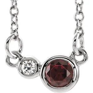 14K White Mozambique Garnet & .02 CTW Diamond 18" Necklace