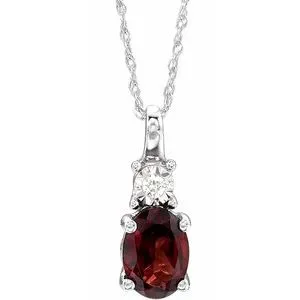 14K White Mozambique Garnet & .02CTW Diamond 18" Necklace