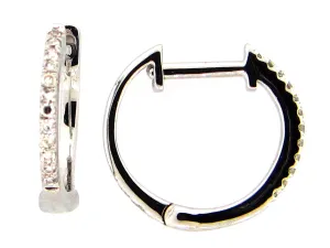 14K White Natural Diamond Huggie Earrings