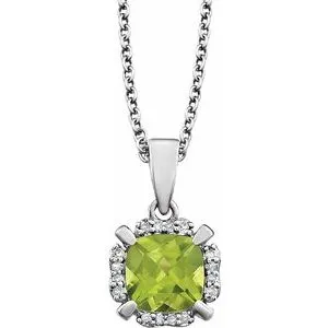 14K White Peridot & .05 CTW Diamond 18" Necklace