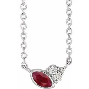 14K White Ruby & .03 CTW Diamond 18" Necklace