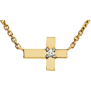 14K Yellow .01 CTW Diamond Cross 18" Necklace
