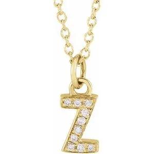14K Yellow .03 CTW Natural Diamond Petite Initial Z 16-18" Necklace
