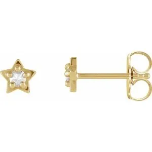 14K Yellow .05 CTW Rose-Cut Natural Diamond Petite Star Earrings