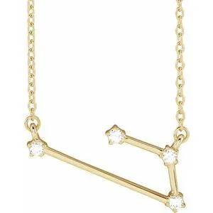 14K Yellow .08 CTW Natural Diamond Aries 16-18" Necklace