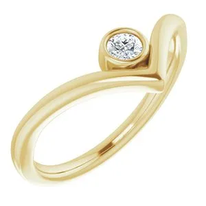 14K Yellow 1/10 CTW Diamond Solitaire Bezel-Set "V" Ring