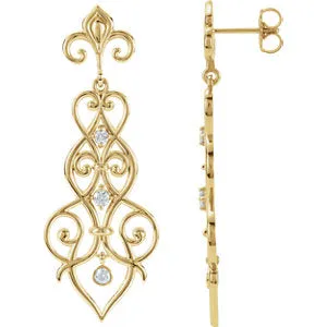 14K Yellow 1/3 CTW Diamond Decorative Dangle Earrings