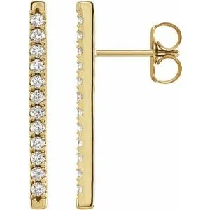 14K Yellow 1/3 CTW Diamond French-Set Bar Earrings