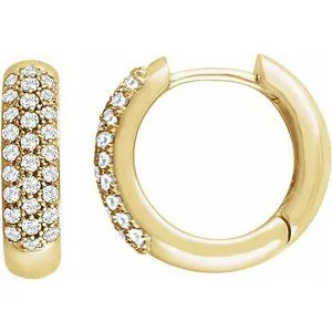14K Yellow 1/3 CTW Diamond Pavé Hoop Earrings