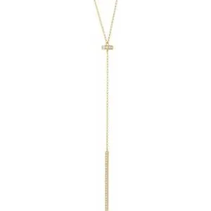 14K Yellow 1/4 CTW Diamond Bar "Y" 15-17" Necklace