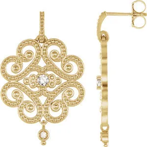 14K Yellow 1/5 CTW Diamond Granulated Earrings
