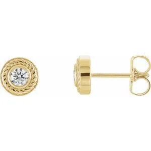 14K Yellow 1/5 CTW Diamond Rope Earrings with Backs