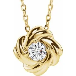 14K Yellow 1/6 CTW Diamond Knot 16-18" Necklace