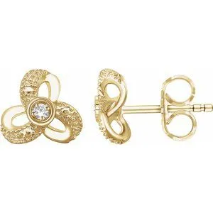 14K Yellow 1/6 CTW Diamond Knot Earrings