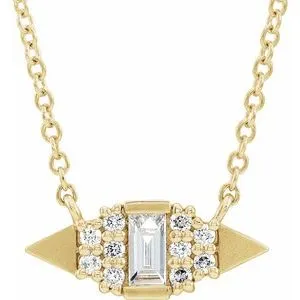 14K Yellow 1/6 CTW Diamond Semi-Set Geometric 18" Necklace