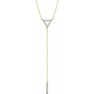14K Yellow 1/6 CTW Diamond Triangle & Bar Y 16-18" Necklace