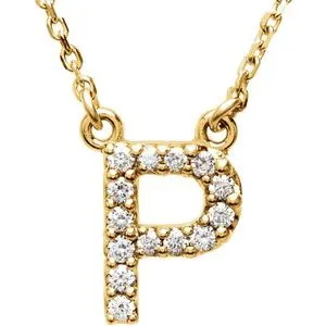 14K Yellow 1/6 CTW Natural Diamond Initial P 16" Necklace