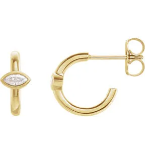 14K Yellow 1/8 CTW Diamond J-Hoop Earrings