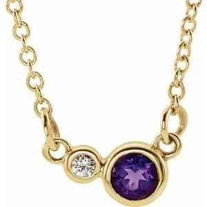 14K Yellow Amethyst & .03 CTW Diamond 16" Necklace