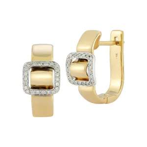 14K Yellow & White Natural Diamond Hoop Earrings