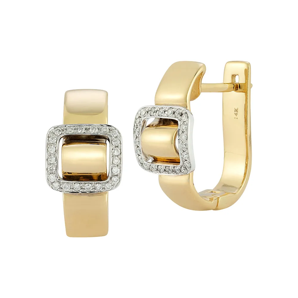 14K Yellow & White Natural Diamond Hoop Earrings