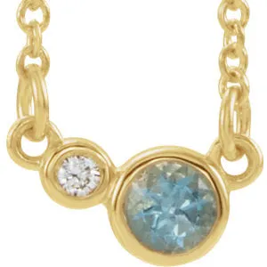 14K Yellow Aquamarine & .02 CTW Diamond 18" Necklace