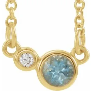 14K Yellow Aquamarine & .06 CTW Diamond 18" Necklace