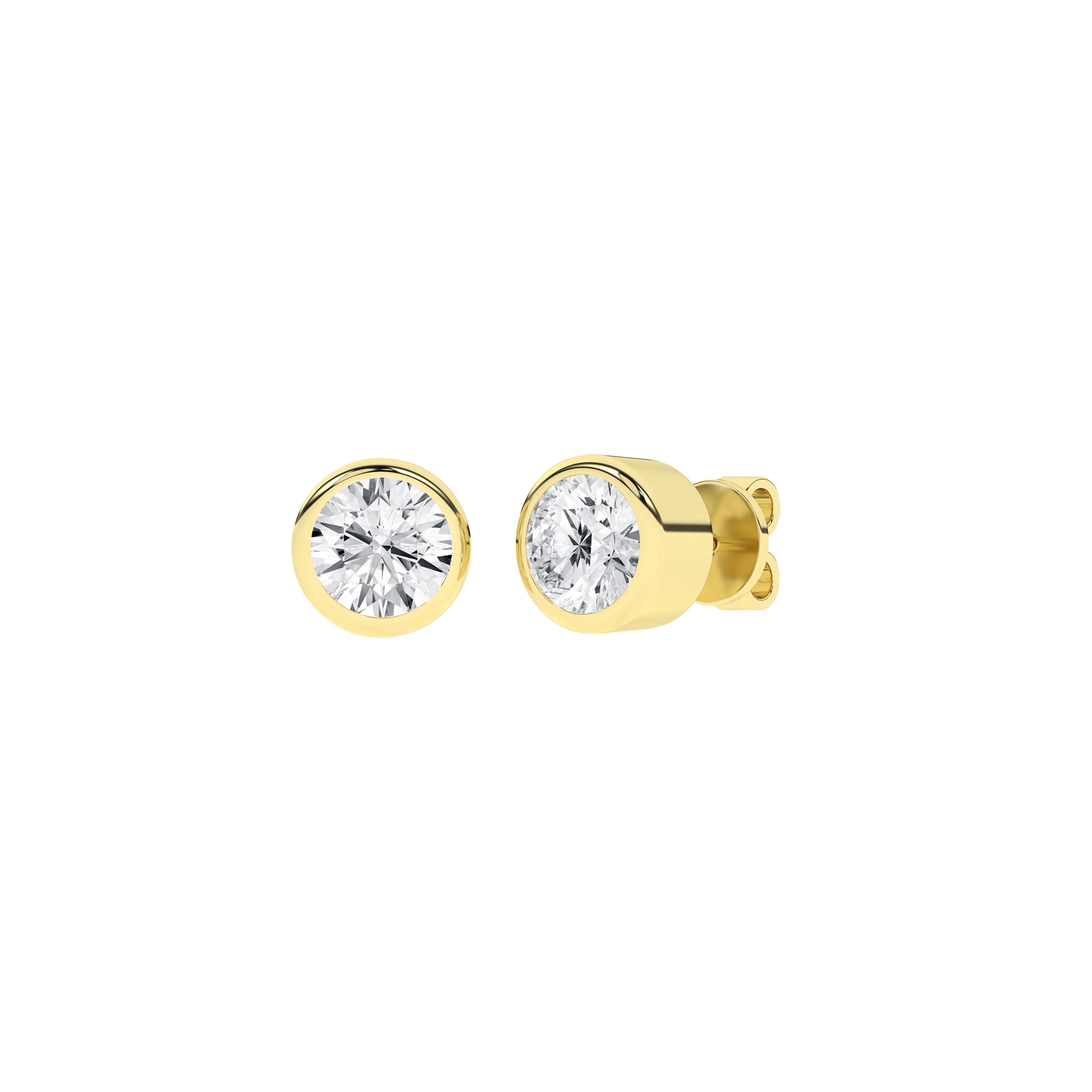 14K Yellow Bezel Lab Grown Diamond Stud Earrings