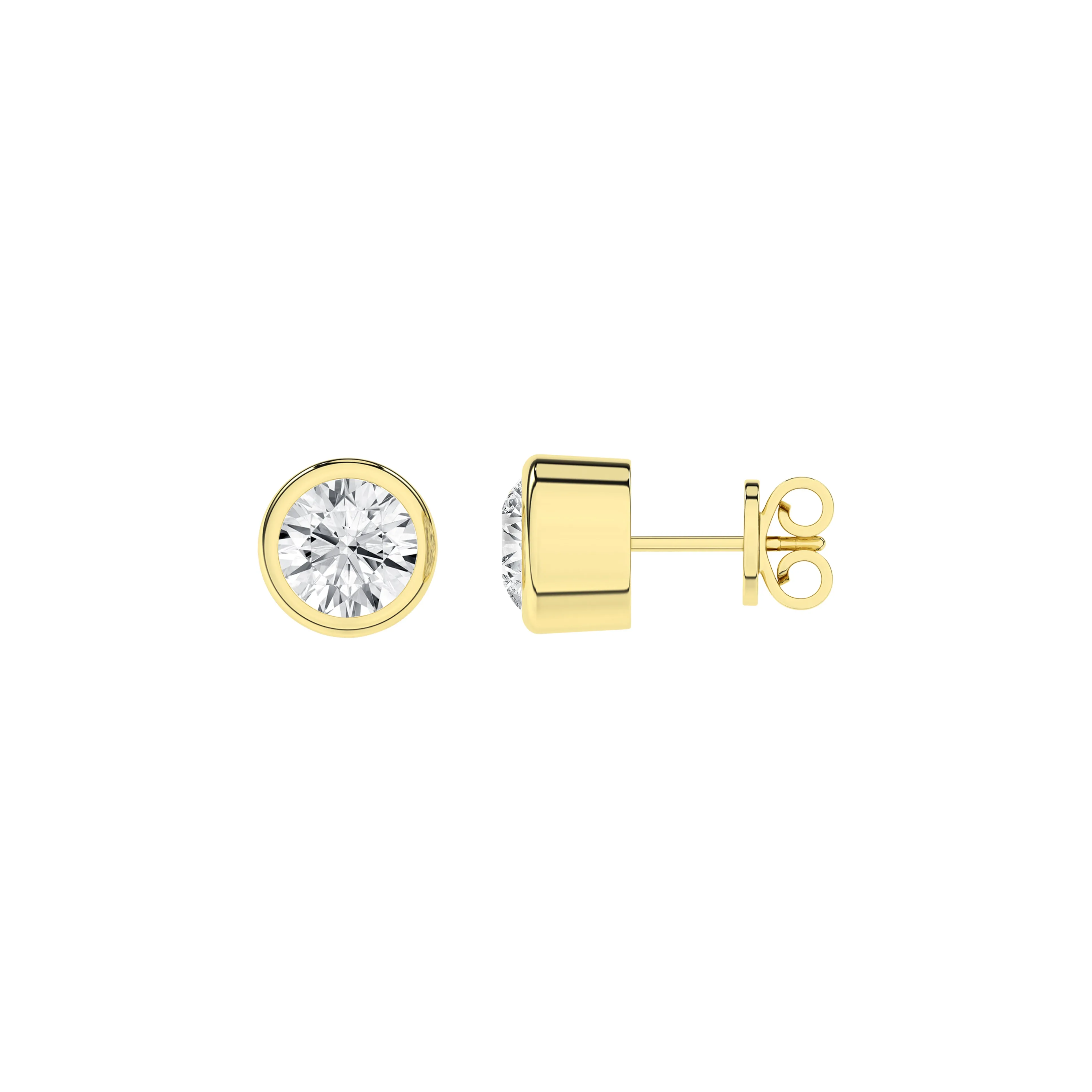 14K Yellow Bezel Lab Grown Diamond Stud Earrings