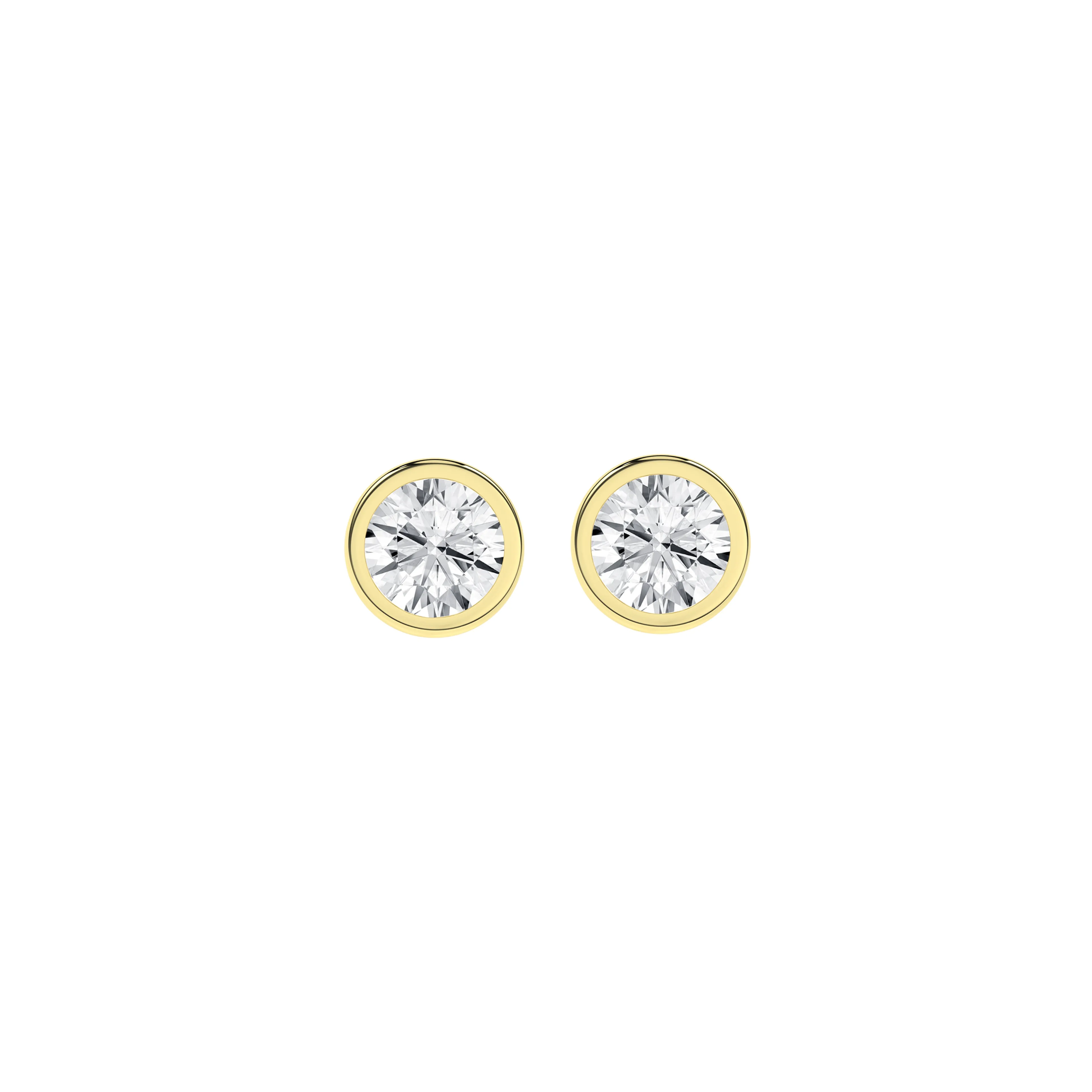 14K Yellow Bezel Lab Grown Diamond Stud Earrings