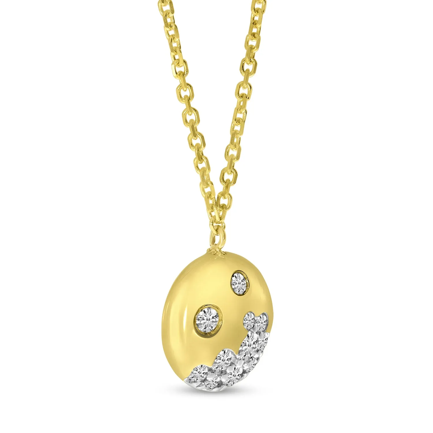 14K Yellow Gold 0.23ct. Scattered Diamond Round Disc Necklace