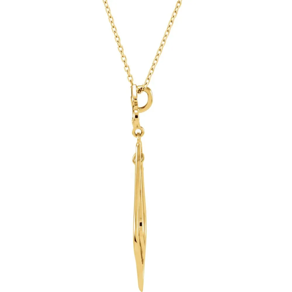 14k Yellow Gold .05 CTW Diamond Decorative Dangle 18" Necklace