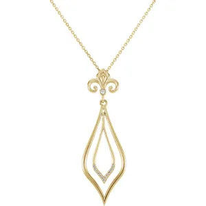 14k Yellow Gold .05 CTW Diamond Decorative Dangle 18" Necklace