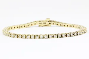 14K Yellow Gold 3 Carat Diamond Tennis Bracelet