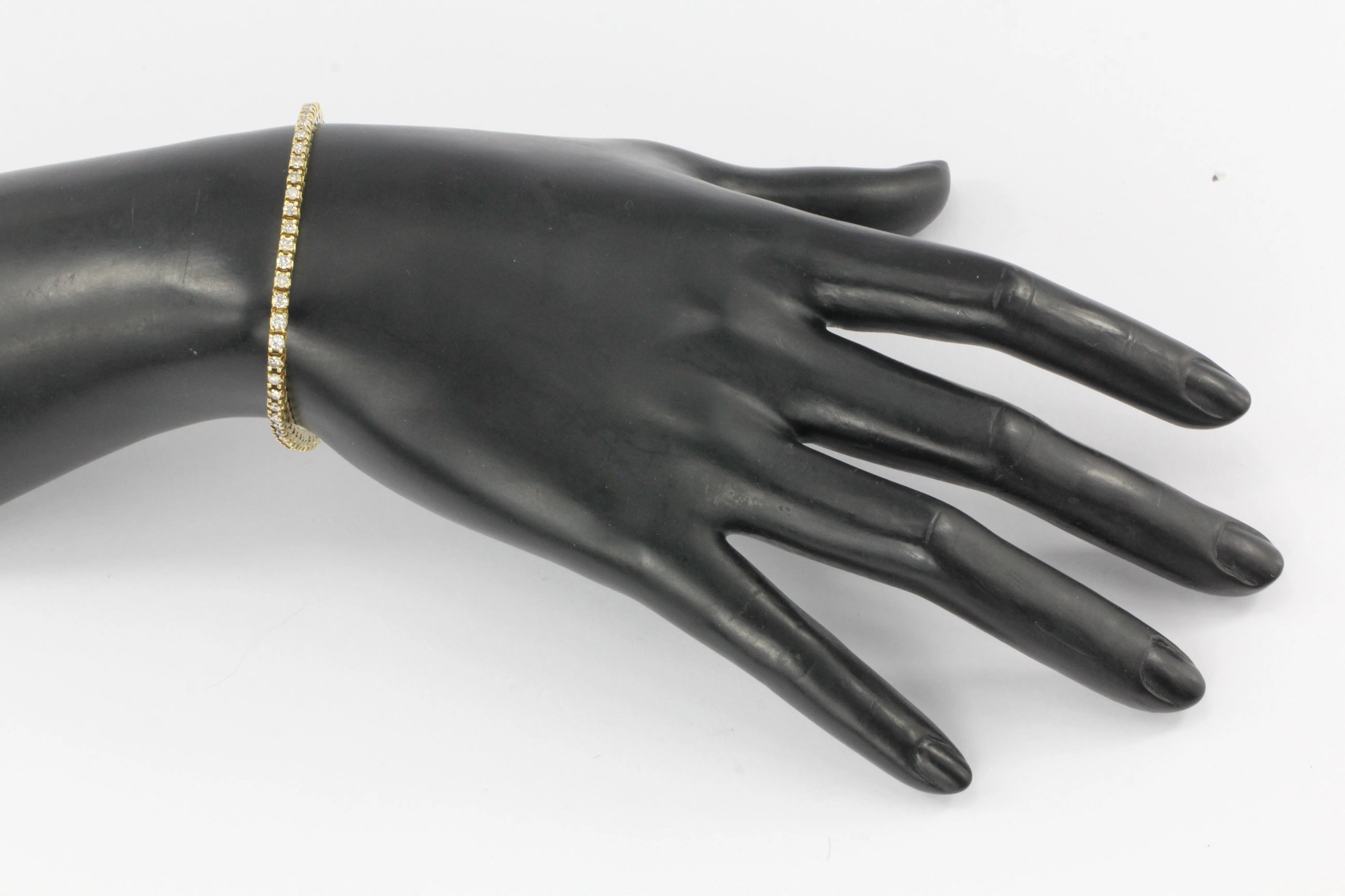 14K Yellow Gold 3 Carat Diamond Tennis Bracelet