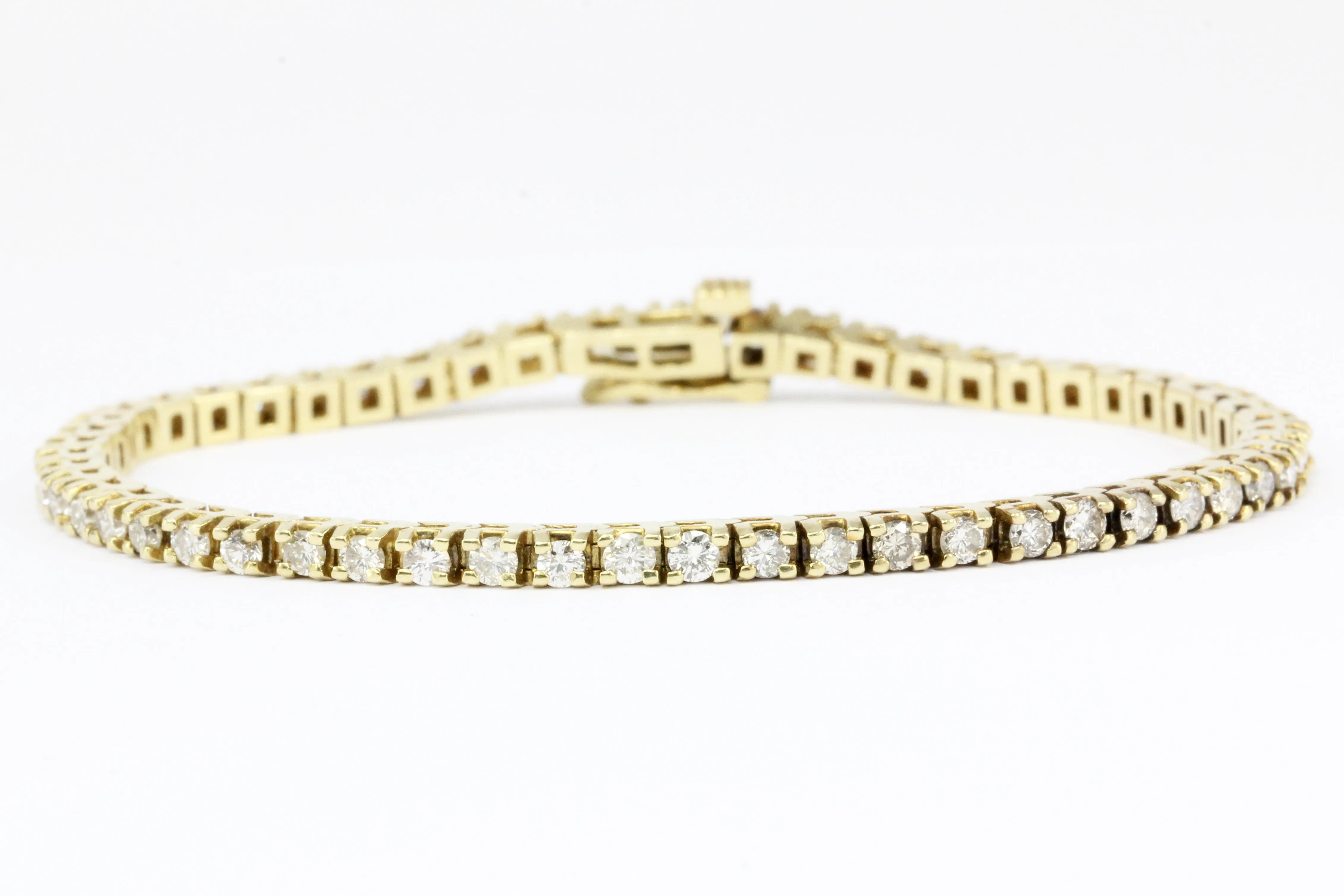 14K Yellow Gold 3 Carat Diamond Tennis Bracelet